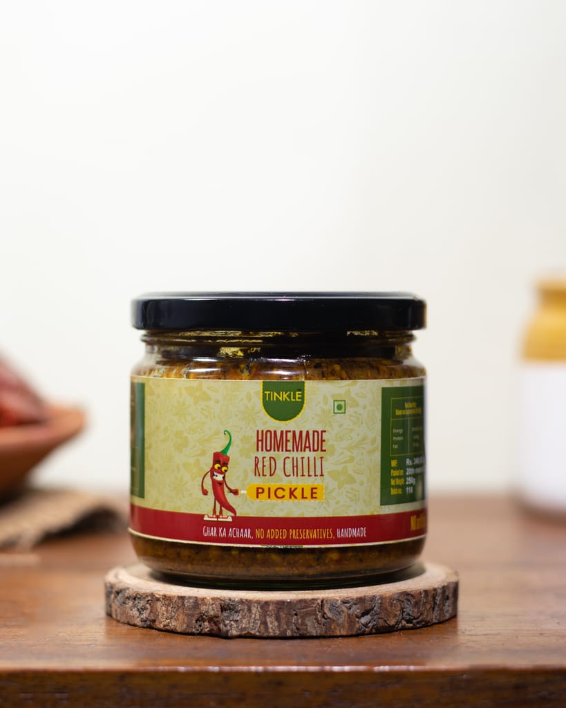 Tinkle Homemade Red Chilli Pickle | Bihari Style | Less Oil | No Preservatives | Sun Dried | 100% Natural Ingredients Used