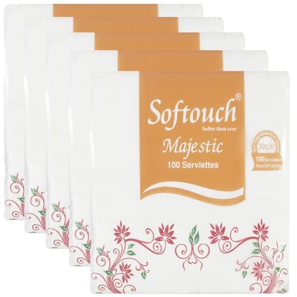 SofTouch Tissue paper Napkin 100 Pcs- Set of 5 (30 cm x 30 cm)- Multicolor