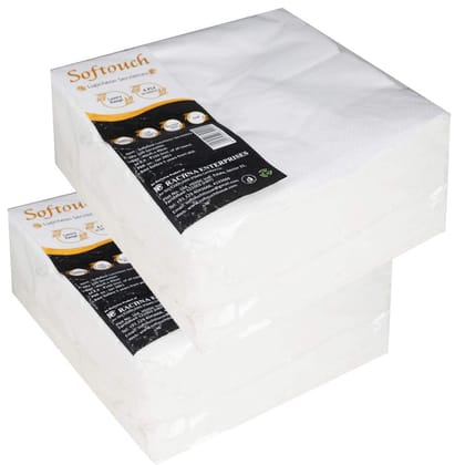 SofTouch 4 Ply Tissue paper Napkin 40x40 cm 50 Pcs each-Set of 2