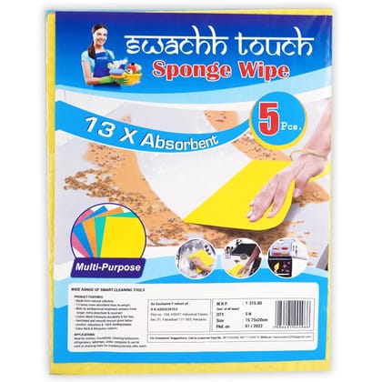 Swachtouch Multi-Purpose Kitchen Cleaning Sponge Wipe Pack of 5