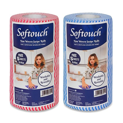 Softouch Non-Woven Reusable Kitchen Towel Roll 85 Pulls Per roll (Pack of 2) Total 170 Pulls