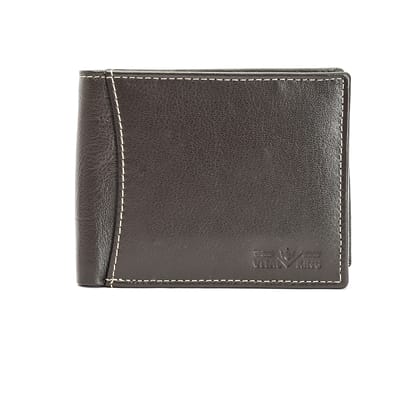Vital King Men Travel Brown Genuine Leather RFID Wallet  (9 Card Slots)