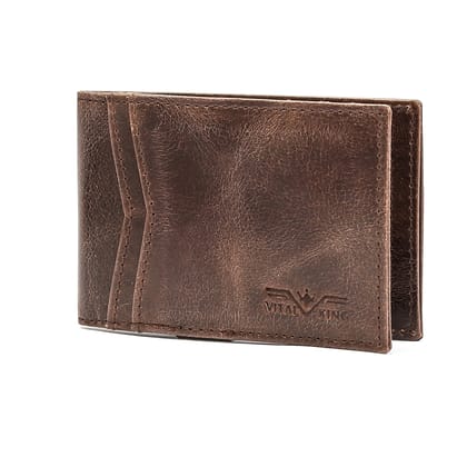 Vital King Men & Women Trendy Brown Genuine Leather RFID Wallet (6 Card Slots)