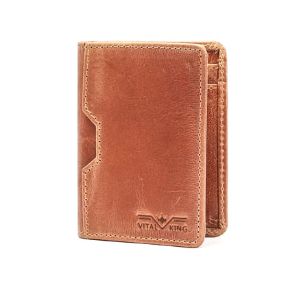 Vital King Men & Women Trendy Tan Genuine Leather RFID Card Holder (6 Card Slots)