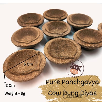 Gaukosh Cowdung Panchgavya Diyas/ Vilakku Desi Cow Dung Pure II Chemical Free-Pure Natural Panchagavya Divine Diya II Panchagavya Gobar Floating Diya/Deepak for Diwali and Puja/Pooja II Cow Dung Handmade Diyas For Diwali II Pack of 1 (60 Pcs)