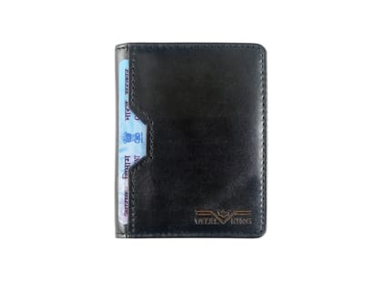 Vital King Men & Women Trendy Black Genuine Leather RFID Card Holder (6 Card Slots)