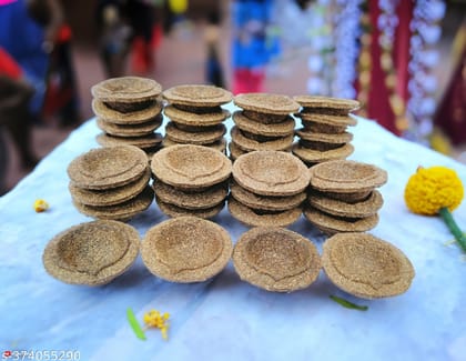 GAUKOSH Cowdung Panchgavya Diyas/ Vilakku Desi Cow Dung Pure II Chemical Free-Pure Natural Panchagavya Divine Diya II Panchagavya Gobar Floating Diya/Deepak for Diwali and Puja/Pooja II Cow Dung Handmade Diyas For Diwali II Pack of 1 (100 Pcs)