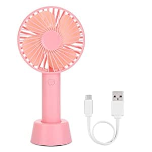 Summer USB Portable Fan Mini Portable USB Hand Fan Built-in Rechargeable Battery Operated Fan with Standing Holder Handy Base For Home Office Indoor Outdoor Travel (Size- 21 x 4.5 x 10.6 Cm)- Assorted Color