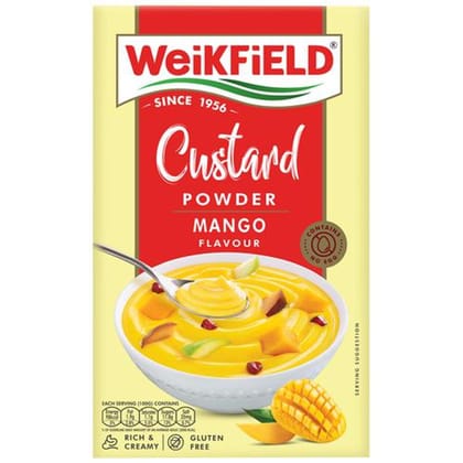 Weikfield Mango Custard Powder - Makes Smooth & Creamy Custard, Contains Quality Ingredients, Best For Fruit Salads & Puddings, 100% Vegetarian, 75 g Carton