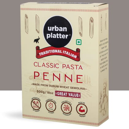 Urban Platter Traditional Italian Classic Penne Pasta, 500g []Durum Wheat Semolina]