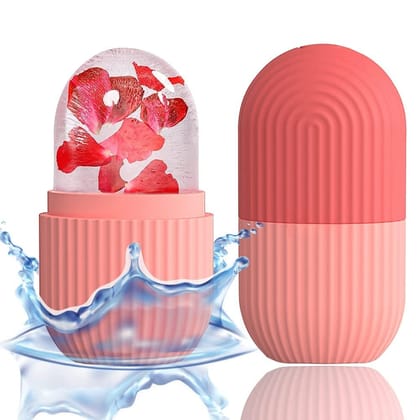 Ice Roller For Face Women Skin Glowing Facial Massage Leakproof Roller ( Pink Color)