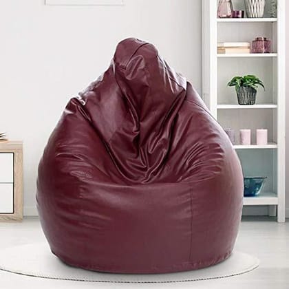 Ink Craft Exclusive Deal: XL Maroon Faux Leather Bean Bag Cover Combo - Beans Not Included! Buy One, Get One Free - Enhance Your Comfort and Décor