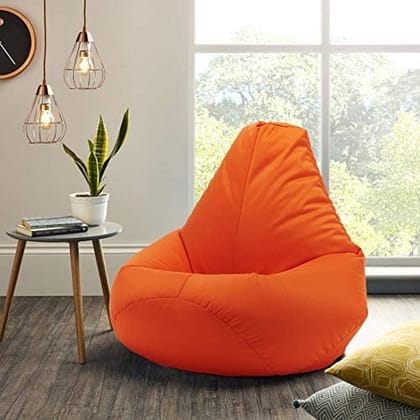 INK CRAFT XL Orange Faux Leather Bean Bag Cover Combo - Beans Not Included! Buy One, Get One Free - Brighten Your Space with Style and Comfort