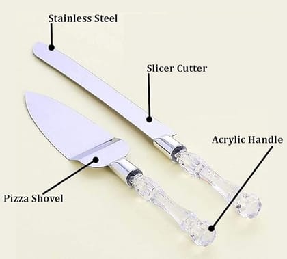 SHANAYA Stainless Steel Cake Knife & Cake Server Set With Acrylic Handle (Pack of 2 Pieces)