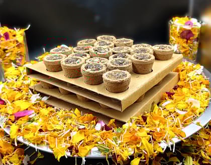 Gaukosh Hawan Cup Filled II Cow dung Cups Panchgavya Natural Sambrani/Loban/Guggal/Hawan samagri II Natural Organic Hawan Cups II Cow Dung Hawan Cup For Puja II Pack of 1 (40 pcs)