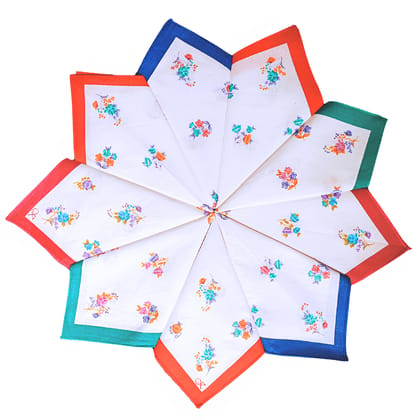 Soft Cotton Handkerchief hanky Set for Woman Girls and kids Pack of 12 (Multicolor)