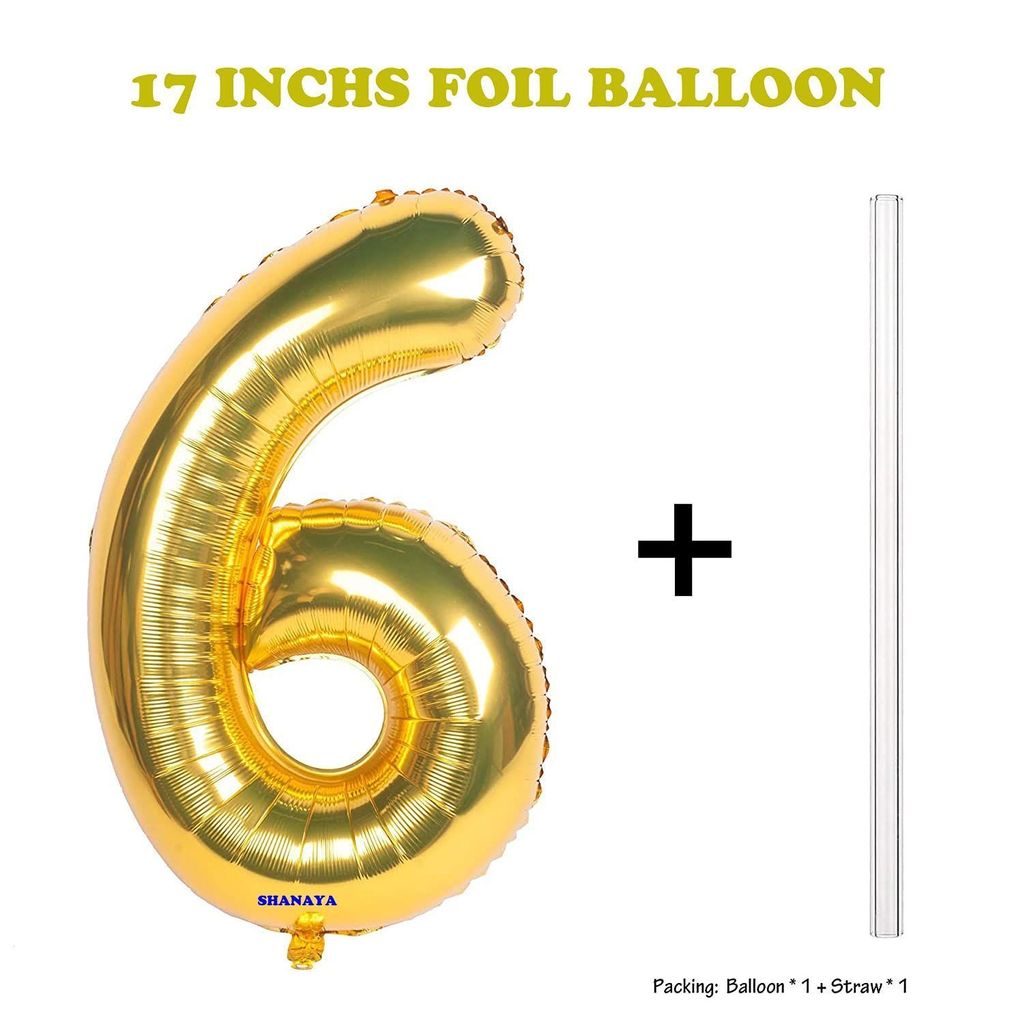 SHANAYA Happy Birthday Decorations For Girls Boys Husband Wife Combo Items Kit -42Pcs Set Blue Gold Happy Birthday Bunting Banner White Metallic Balloons Star Heart Number 6 Foil Baloons Party Supplies