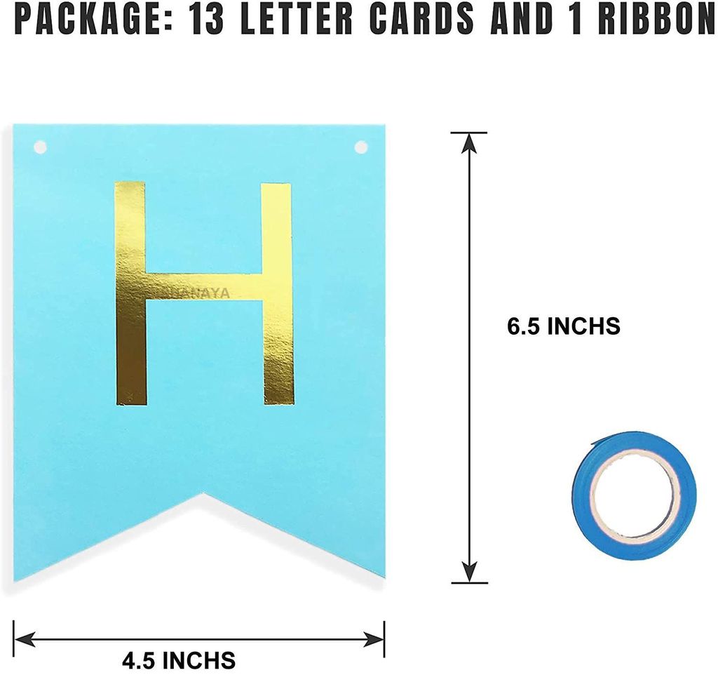 SHANAYA Happy Birthday Decorations For Girls Boys Husband Wife Combo Items Kit -42Pcs Set Blue Gold Happy Birthday Bunting Banner White Metallic Balloons Star Heart Number 2 Foil Baloons Party Supplies