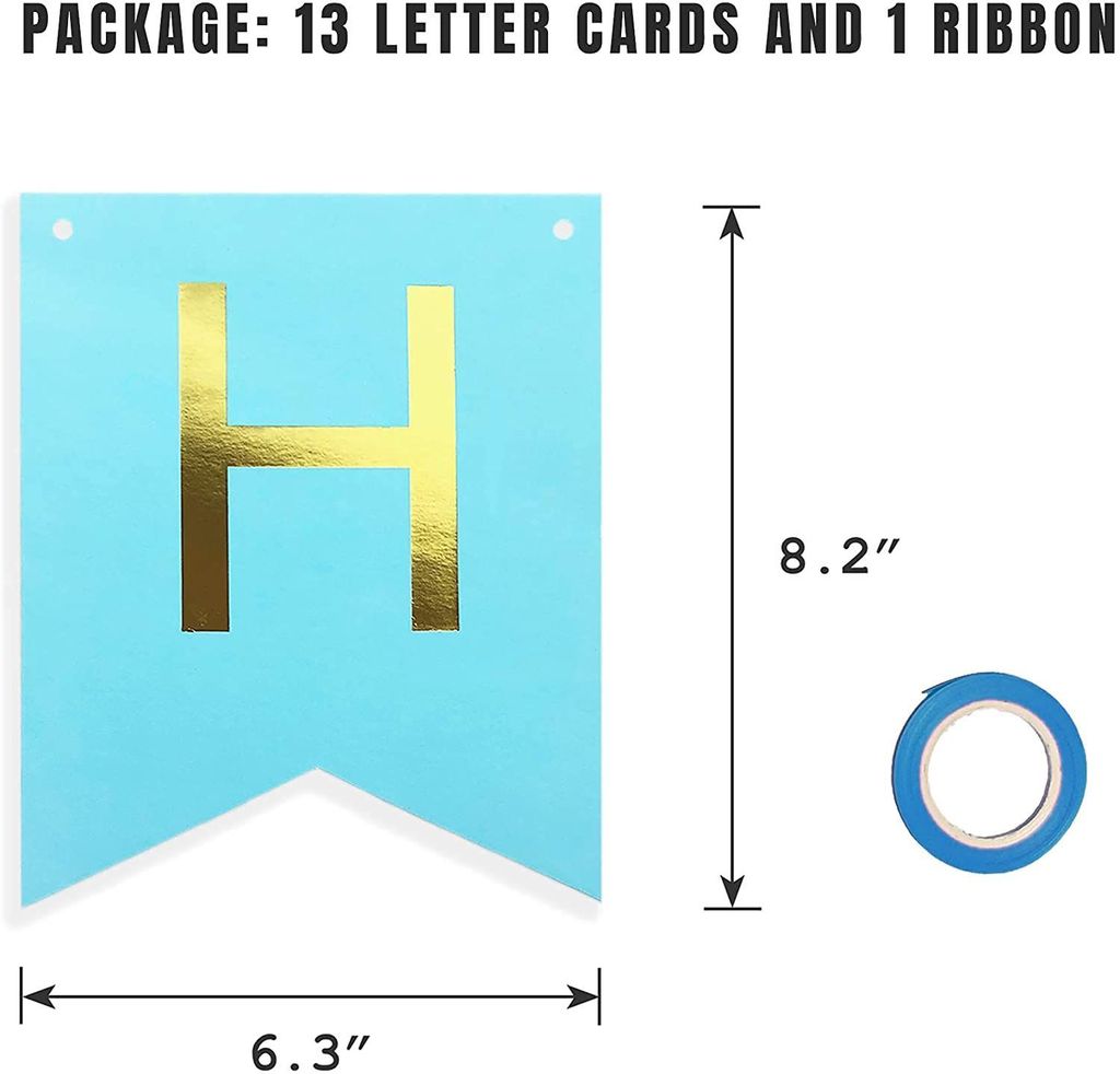 SHANAYA Happy Birthday Decorations For Girls Boys Husband Wife Combo Items Kit -42Pcs Set Blue Gold Happy Birthday Bunting Banner White Metallic Balloons Star Heart Number 1 Foil Baloons Party Supplies