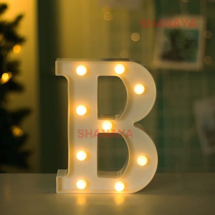 Shanaya Alphabet LED Letter Lights Number Light Decorative Birthday Wedding Party Home Decor Light Up Plastic English Letters Standing Hanging A-Z for Party Wedding Festival (B)