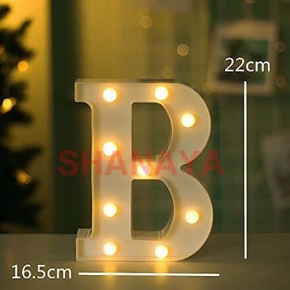 Shanaya Alphabet LED Letter Lights Number Light Decorative Birthday Wedding Party Home Decor Light Up Plastic English Letters Standing Hanging A-Z for Party Wedding Festival (B)
