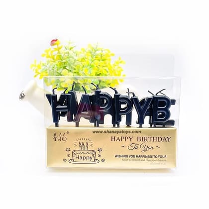 SHANAYA Happy Birthday Letter Candles for Cakes Cup Cakes Birthday Decoration - Black