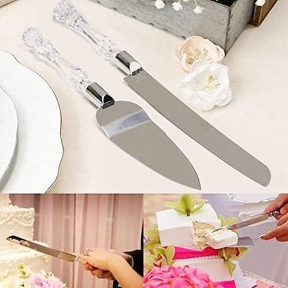SHANAYA 3 In 1 Stainless Steel Cake Cutting Knife, Cake Server & Pizza Cutter With Acrylic Handle (Set Of 3 Pieces)