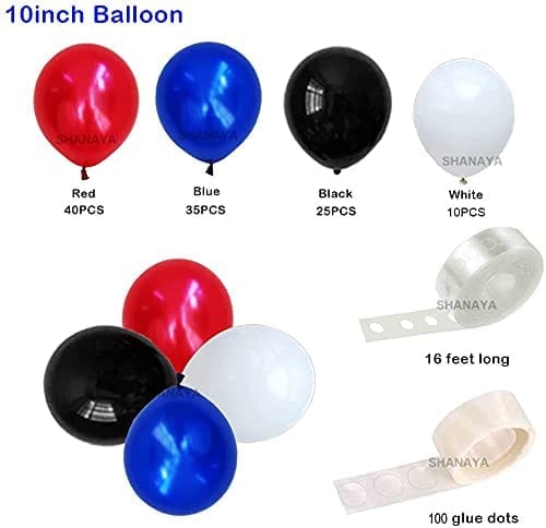 SHANAYA Blue Red Black White Balloon Garland Arch Kit, Balloon Arch Kit for Party Baby Shower Birthday Party Decorations - 112Pcs Party Supplies Birthday Decorations For Boys Girls