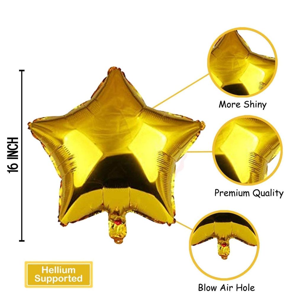 Shanaya Happy Birthday Decoration Items For Husband Combo Set - 63pcs Birthday Bunting Golden Foil Curtain Metallic Confetti Balloons With Balloon Pump & Glue Dot | Birthday Decoration Kit