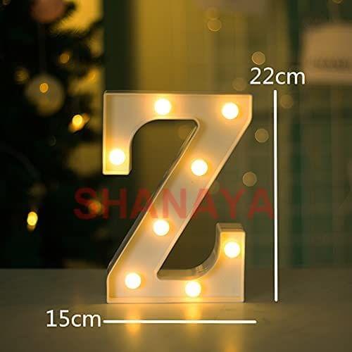 Shanaya Alphabet LED Letter Lights Number Light Decorative Birthday Wedding Party Home Decor Light Up Plastic English Letters Standing Hanging A-Z for Party Wedding Festival (Z)