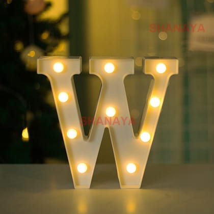 Shanaya Alphabet LED Letter Lights Number Light Decorative Birthday Wedding Party Home Decor Light Up Plastic English Letters Standing Hanging A-Z for Party Wedding Festival (W)