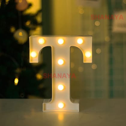 Shanaya Alphabet LED Letter Lights Number Light Decorative Birthday Wedding Party Home Decor Light Up Plastic English Letters Standing Hanging A-Z for Party Wedding Festival (T)