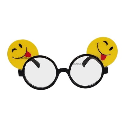 SHANAYA Fancy Funny Smiley Shape Party Eye Glasses Sunglasses Goggles Set For Theme Parties Birthday For Girls Boys Men Women - Set Of 2 Pieces