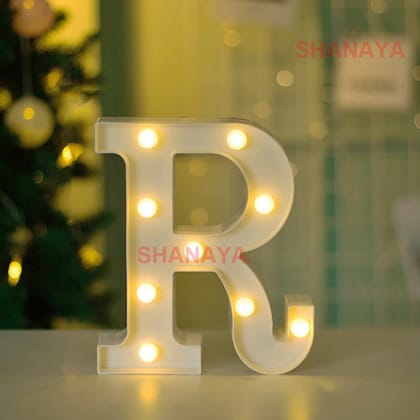 Shanaya Alphabet LED Letter Lights Number Light Decorative Birthday Wedding Party Home Decor Light Up Plastic English Letters Standing Hanging A-Z for Party Wedding Festival (R)