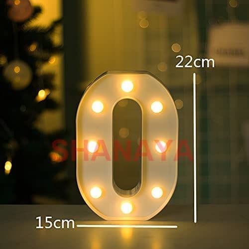 Shanaya Alphabet LED Letter Lights Number Light Decorative Birthday Wedding Party Home Decor Light Up Plastic English Letters Standing Hanging A-Z for Party Wedding Festival (O)