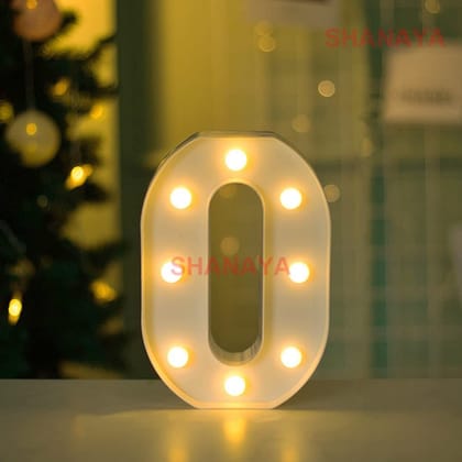 Shanaya Alphabet LED Letter Lights Number Light Decorative Birthday Wedding Party Home Decor Light Up Plastic English Letters Standing Hanging A-Z for Party Wedding Festival (O)