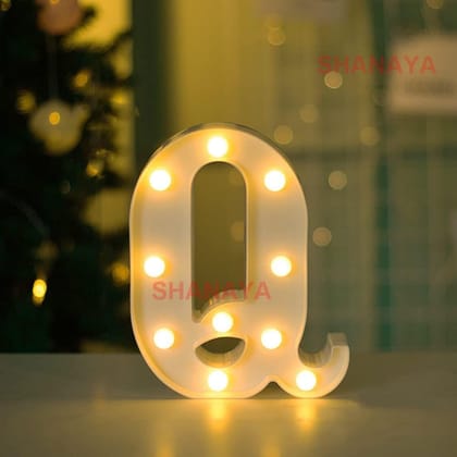 Shanaya Alphabet LED Letter Lights Number Light Decorative Birthday Wedding Party Home Decor Light Up Plastic English Letters Standing Hanging A-Z for Party Wedding Festival (Q)