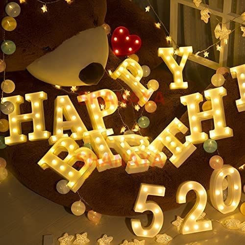 Shanaya Alphabet LED Letter Lights Number Light Decorative Birthday Wedding Party Home Decor Light Up Plastic English Letters Standing Hanging A-Z for Party Wedding Festival (Q)