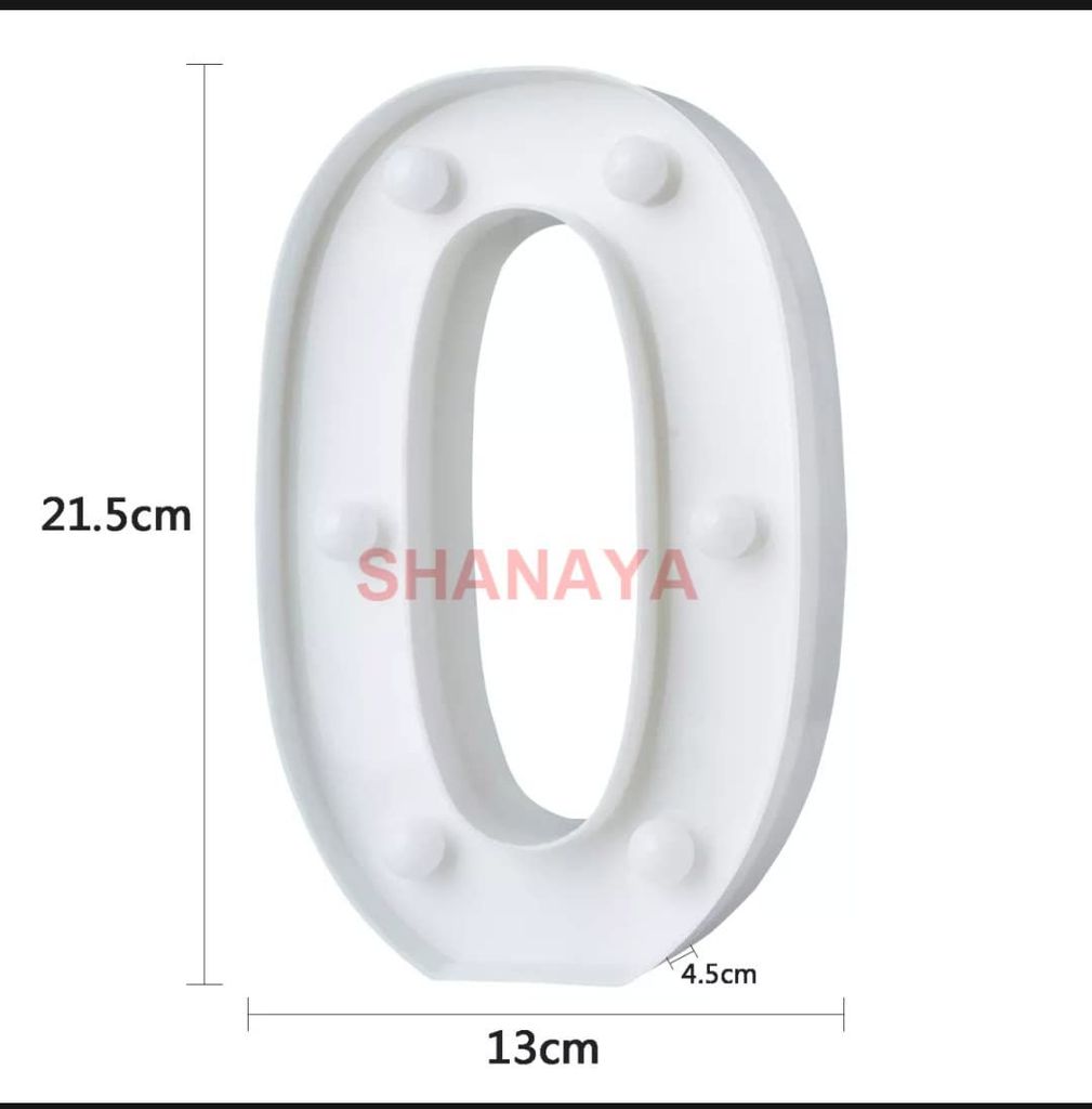 SHANAYA Alphabet LED Letter Lights Number Light Decorative Birthday Wedding Party Home Decor Light Up Plastic English Letters Standing Hanging A-Z for Party Wedding Festival (Number 0)