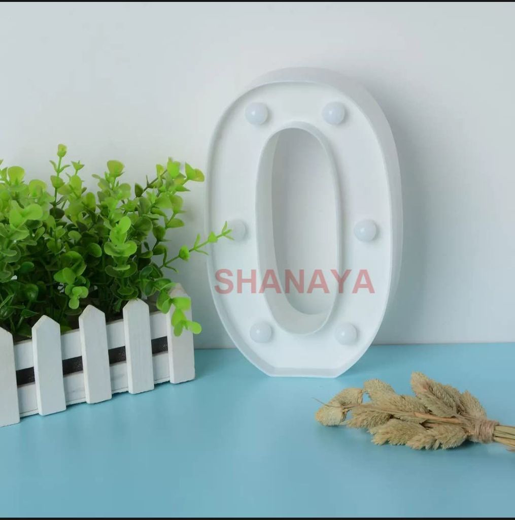 SHANAYA Alphabet LED Letter Lights Number Light Decorative Birthday Wedding Party Home Decor Light Up Plastic English Letters Standing Hanging A-Z for Party Wedding Festival (Number 0)