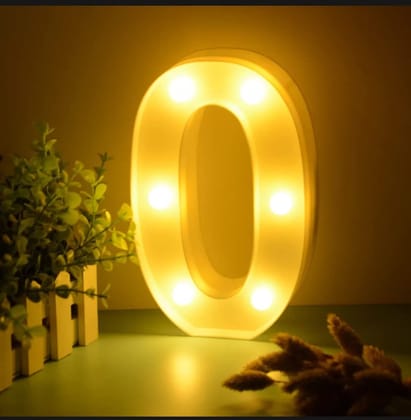 SHANAYA Alphabet LED Letter Lights Number Light Decorative Birthday Wedding Party Home Decor Light Up Plastic English Letters Standing Hanging A-Z for Party Wedding Festival (Number 0)