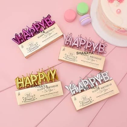 SHANAYA Super Quality Decorative Happy Birthday Metallic Letter Candles Set Kit for Cake Cup Cake Decoration Items for Birthday for Boys Girls Adults (Assorted Colors) SHANAYA Super Quality Decorative Happy Birthday Metallic Letter Candles Set Kit for Cake Cup Cake Decoration Items for Birthday for Boys Girls Adults (Assorted Colors)
