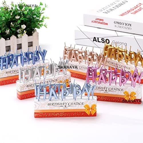 SHANAYA Super Quality Decorative Happy Birthday Metallic Letter Candles Set Kit for Cake Cup Cake Decoration Items for Birthday for Boys Girls Adults (Assorted Colors) - Party and Festive Needs | Buy online on ZillyBuy