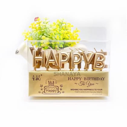 SHANAYA Happy Birthday Letter Candles for Cakes Cup Cakes Birthday Decoration - Gold