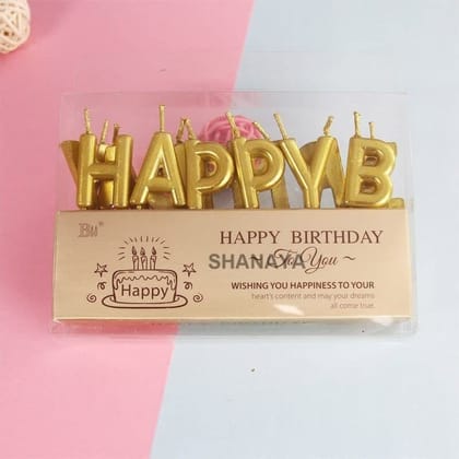 SHANAYA Happy Birthday Letter Candles for Cakes Cup Cakes Birthday Decoration - Gold SHANAYA Happy Birthday Letter Candles for Cakes Cup Cakes Birthday Decoration - Gold