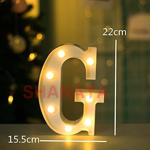 Shanaya Alphabet LED Letter Lights Number Light Decorative Birthday Wedding Party Home Decor Light Up Plastic English Letters Standing Hanging A-Z for Party Wedding Festival (G)