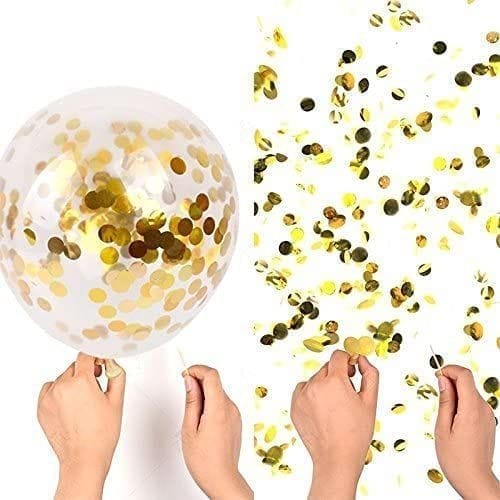 SHANAYA Confetti Balloons For Birthday Theme Party Decoration Items For Girls Boys Adults (Gold Pack Of 5)