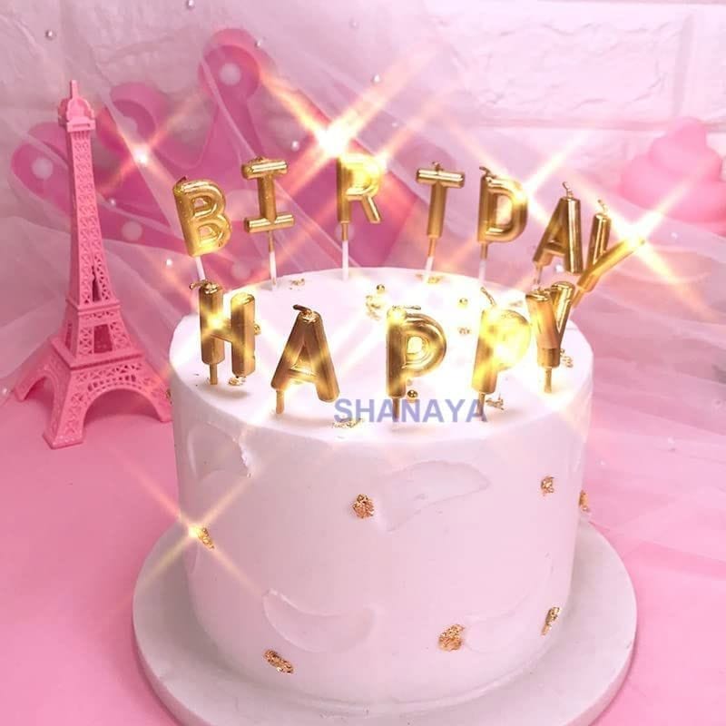 SHANAYA Happy Birthday Letter Candles for Cakes Cup Cakes Birthday Decoration - Gold