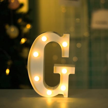 Shanaya Alphabet LED Letter Lights Number Light Decorative Birthday Wedding Party Home Decor Light Up Plastic English Letters Standing Hanging A-Z for Party Wedding Festival (G)