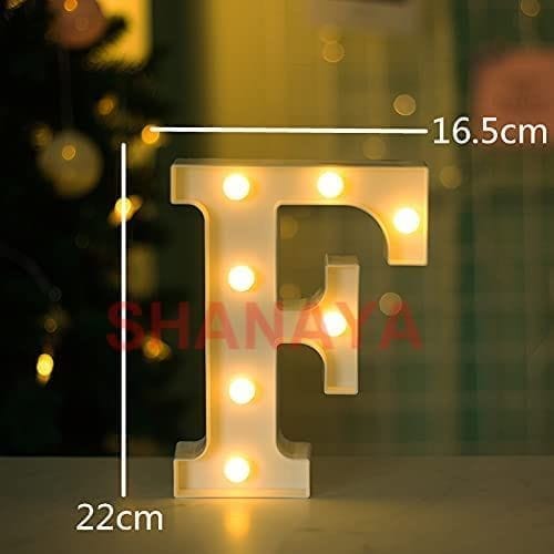 Shanaya Alphabet LED Letter Lights Number Light Decorative Birthday Wedding Party Home Decor Light Up Plastic English Letters Standing Hanging A-Z for Party Wedding Festival (F)